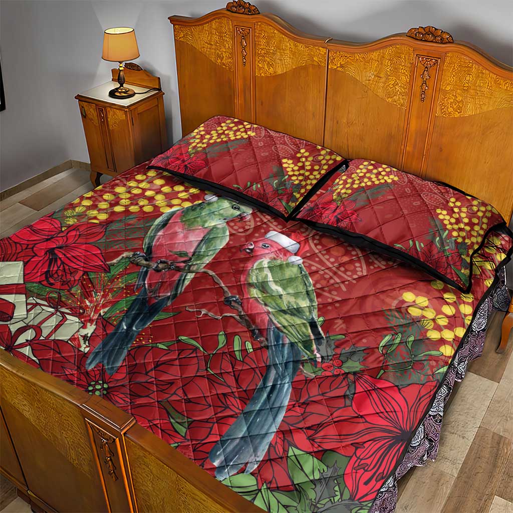 Merry Chrissie Australia King Parrots Quilt Bed Set Aboriginal Art - Aussie Hoodie