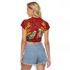 Merry Chrissie Australia King Parrots Raglan Cropped T Shirt Aboriginal Art - Aussie Hoodie