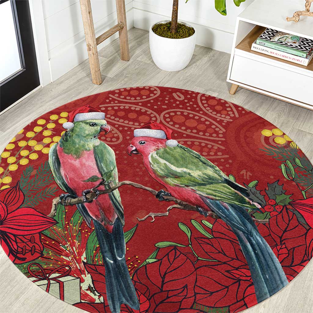 Merry Chrissie Australia King Parrots Round Carpet Aboriginal Art - Aussie Hoodie