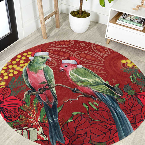 Merry Chrissie Australia King Parrots Round Carpet Aboriginal Art - Aussie Hoodie