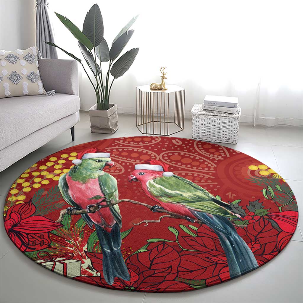 Merry Chrissie Australia King Parrots Round Carpet Aboriginal Art - Aussie Hoodie
