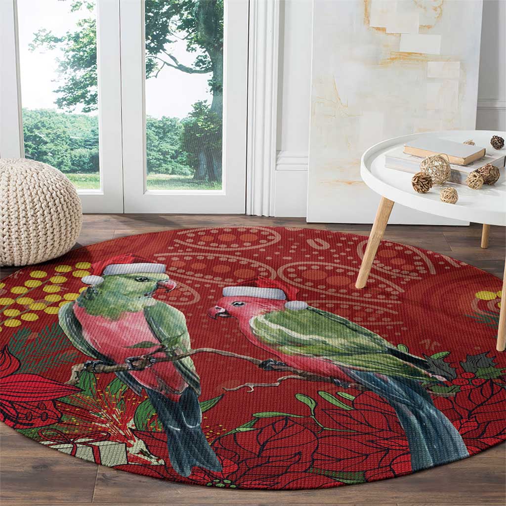 Merry Chrissie Australia King Parrots Round Carpet Aboriginal Art - Aussie Hoodie