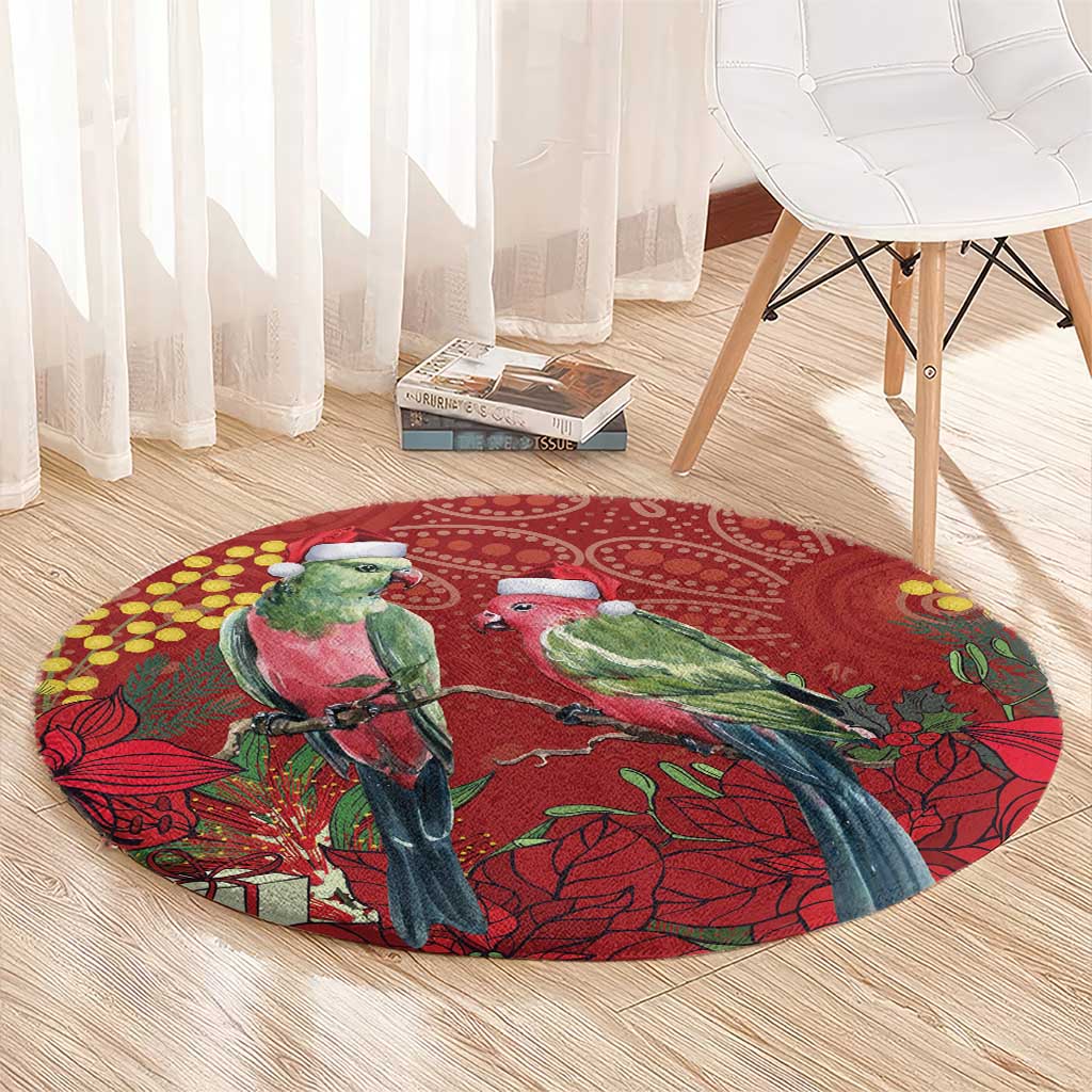 Merry Chrissie Australia King Parrots Round Carpet Aboriginal Art - Aussie Hoodie