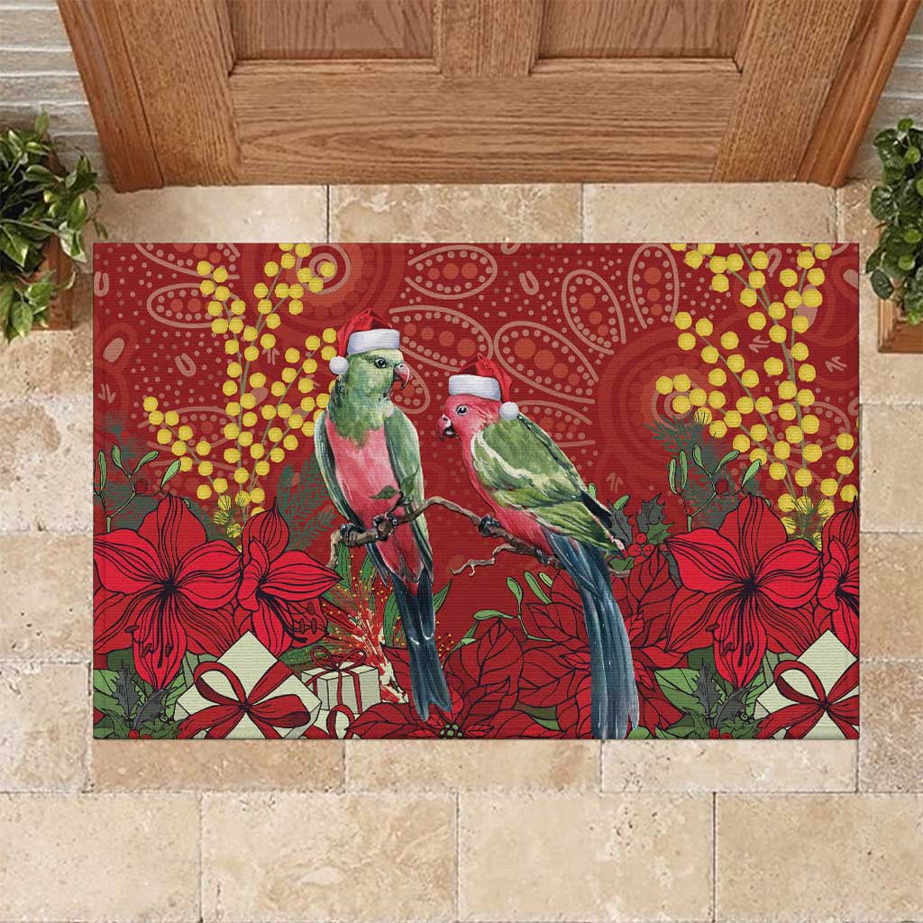 Merry Chrissie Australia King Parrots Rubber Doormat Aboriginal Art - Aussie Hoodie