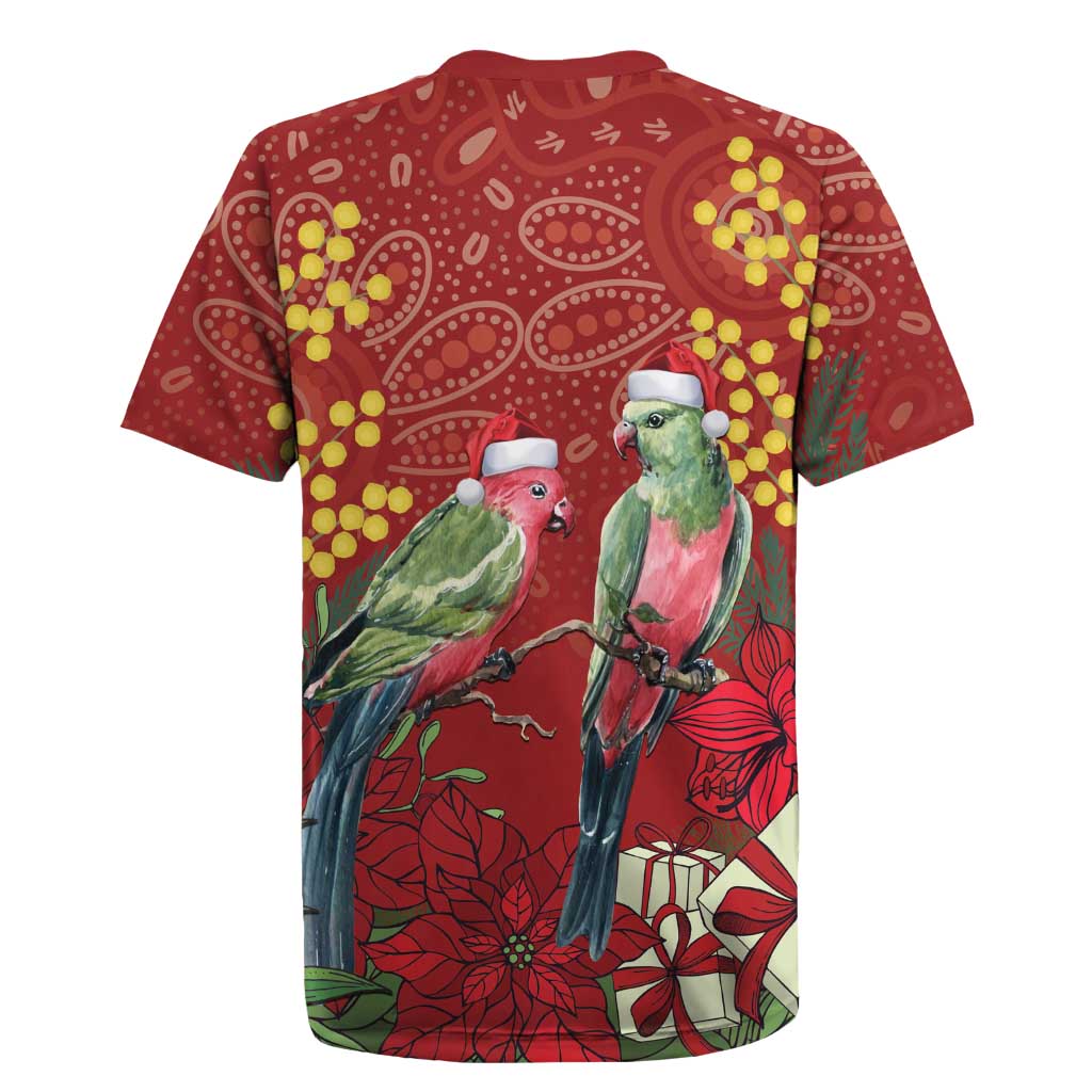Merry Chrissie Australia King Parrots Rugby Jersey Aboriginal Art - Aussie Hoodie