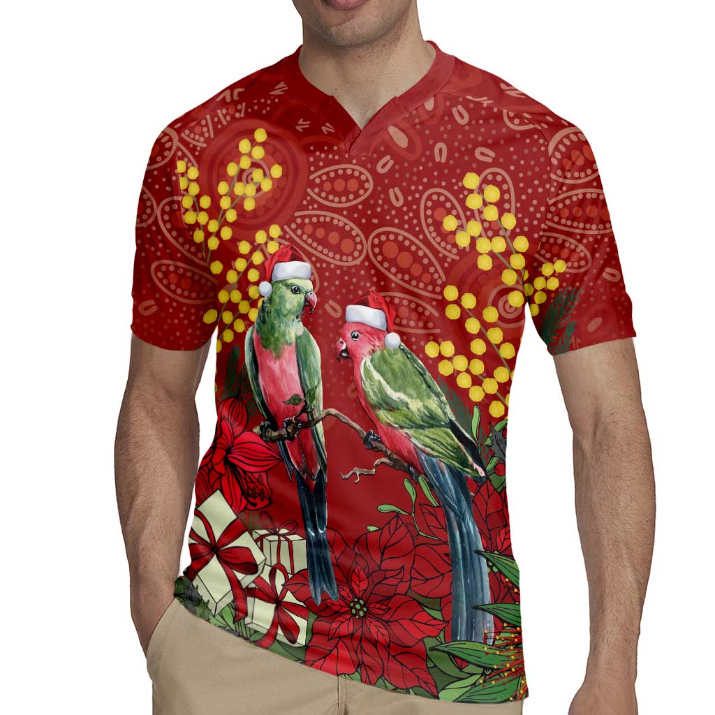 Merry Chrissie Australia King Parrots Rugby Jersey Aboriginal Art - Aussie Hoodie