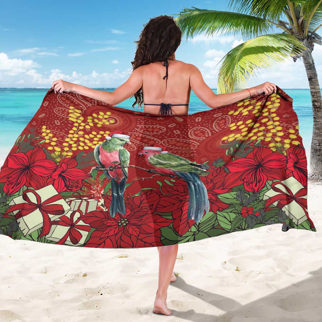 Merry Chrissie Australia King Parrots Sarong Aboriginal Art - Aussie Hoodie