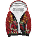 Merry Chrissie Australia King Parrots Sherpa Hoodie Aboriginal Art - Aussie Hoodie