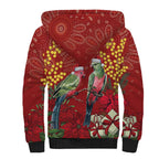 Merry Chrissie Australia King Parrots Sherpa Hoodie Aboriginal Art - Aussie Hoodie