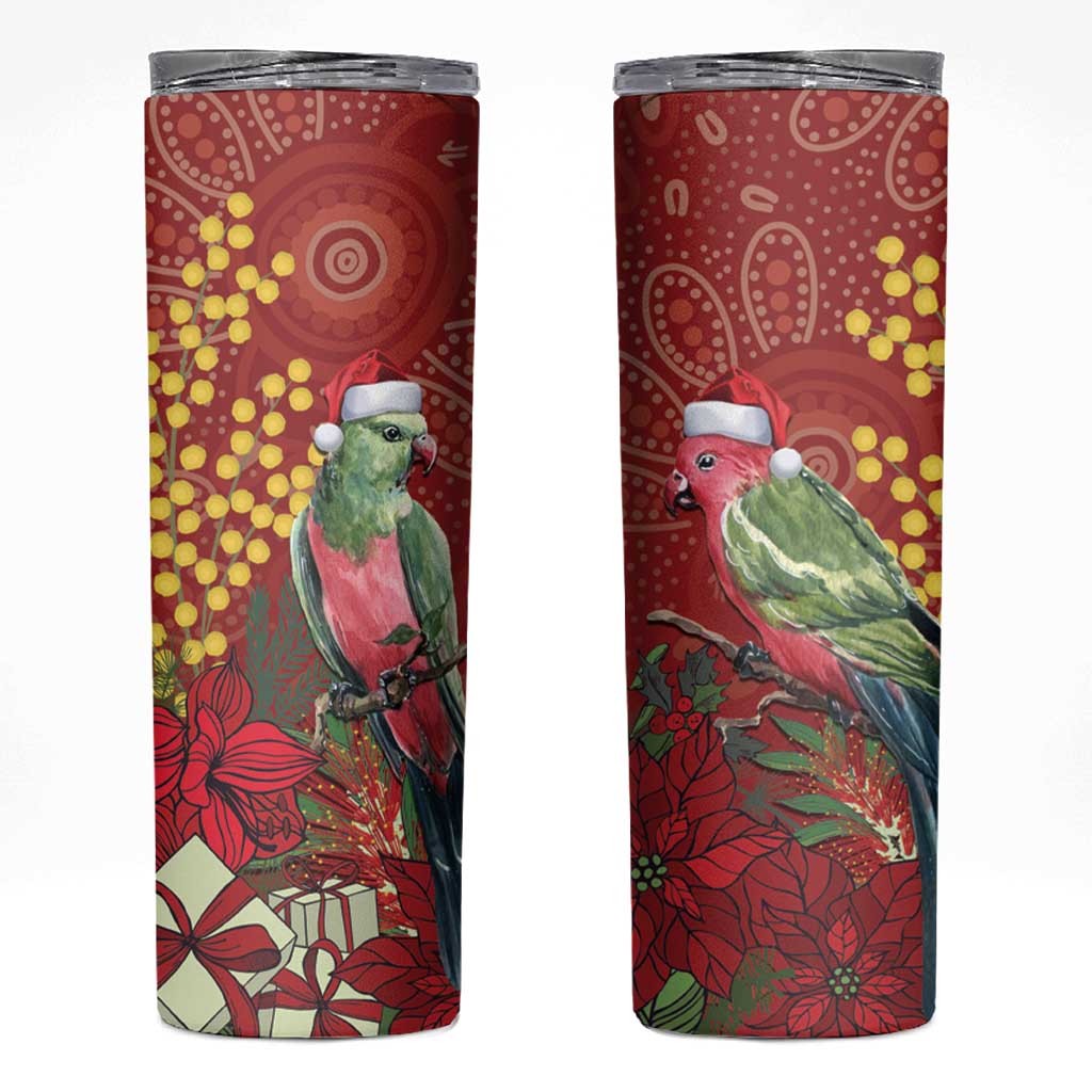 Merry Chrissie Australia King Parrots Skinny Tumbler Aboriginal Art - Aussie Hoodie