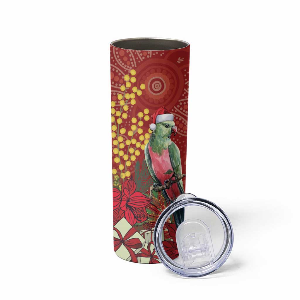 Merry Chrissie Australia King Parrots Skinny Tumbler Aboriginal Art - Aussie Hoodie