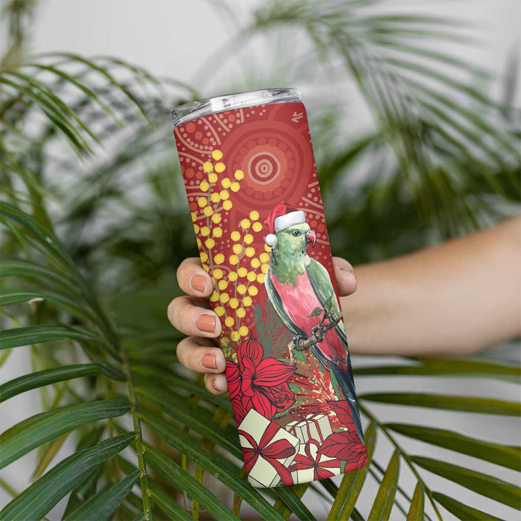 Merry Chrissie Australia King Parrots Skinny Tumbler Aboriginal Art - Aussie Hoodie