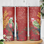 Merry Chrissie Australia King Parrots Skinny Tumbler Aboriginal Art - Aussie Hoodie