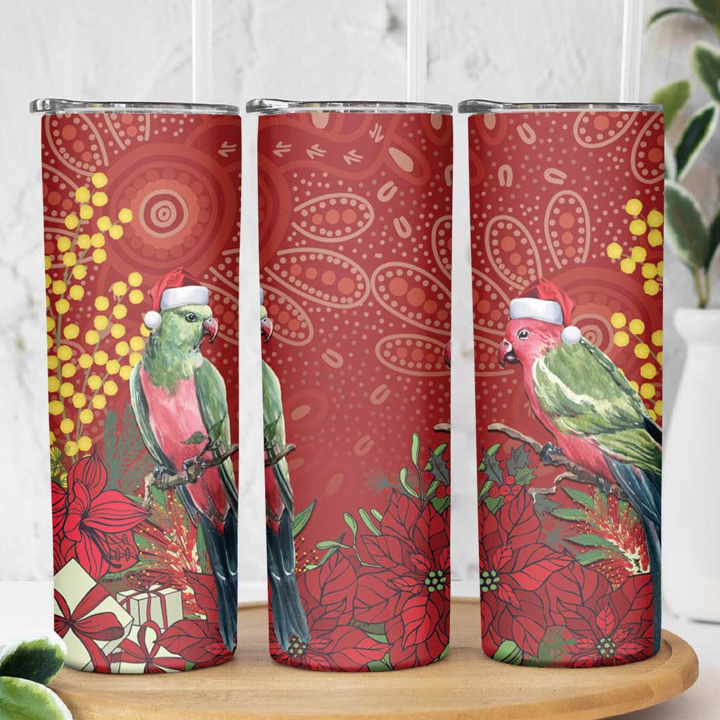 Merry Chrissie Australia King Parrots Skinny Tumbler Aboriginal Art - Aussie Hoodie