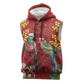 Merry Chrissie Australia King Parrots Sleeveless Hoodie Aboriginal Art - Aussie Hoodie