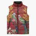 Merry Chrissie Australia King Parrots Sleeveless Puffer Jacket Aboriginal Art - Aussie Hoodie