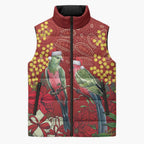 Merry Chrissie Australia King Parrots Sleeveless Puffer Jacket Aboriginal Art - Aussie Hoodie