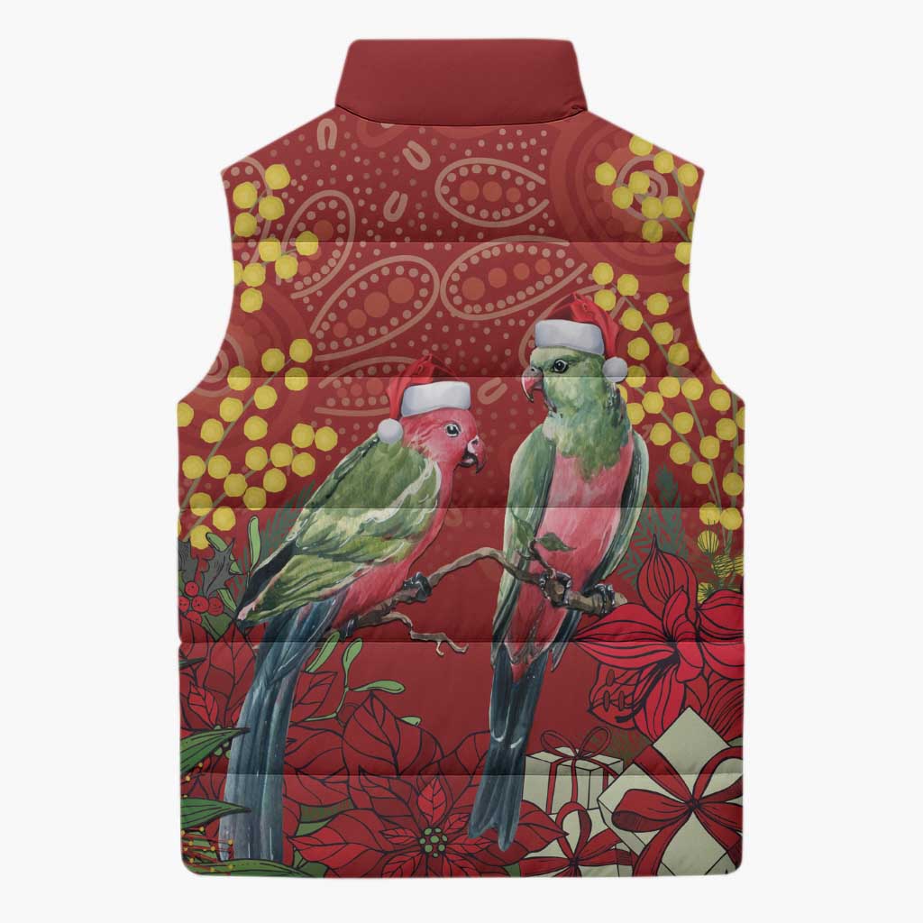 Merry Chrissie Australia King Parrots Sleeveless Puffer Jacket Aboriginal Art - Aussie Hoodie