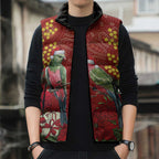 Merry Chrissie Australia King Parrots Sleeveless Puffer Jacket Aboriginal Art - Aussie Hoodie