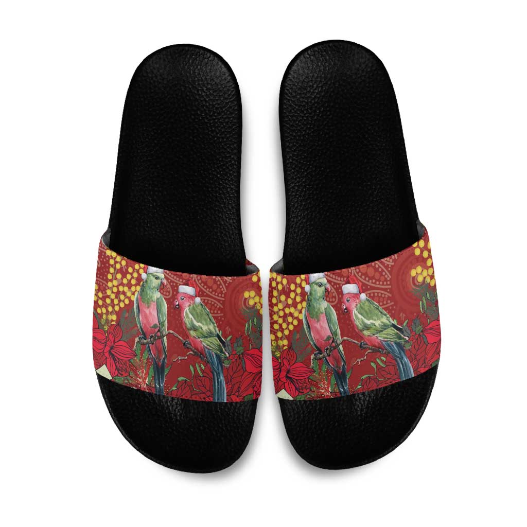 Merry Chrissie Australia King Parrots Slide Sandals Aboriginal Art - Aussie Hoodie