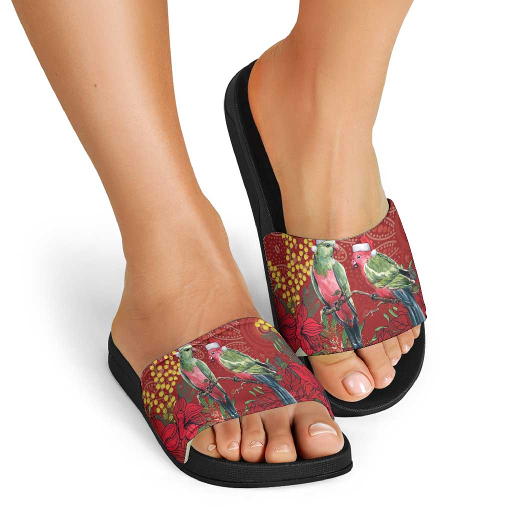 Merry Chrissie Australia King Parrots Slide Sandals Aboriginal Art - Aussie Hoodie