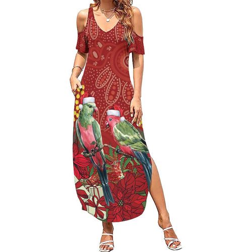 Merry Chrissie Australia King Parrots Summer Maxi Dress Aboriginal Art - Aussie Hoodie