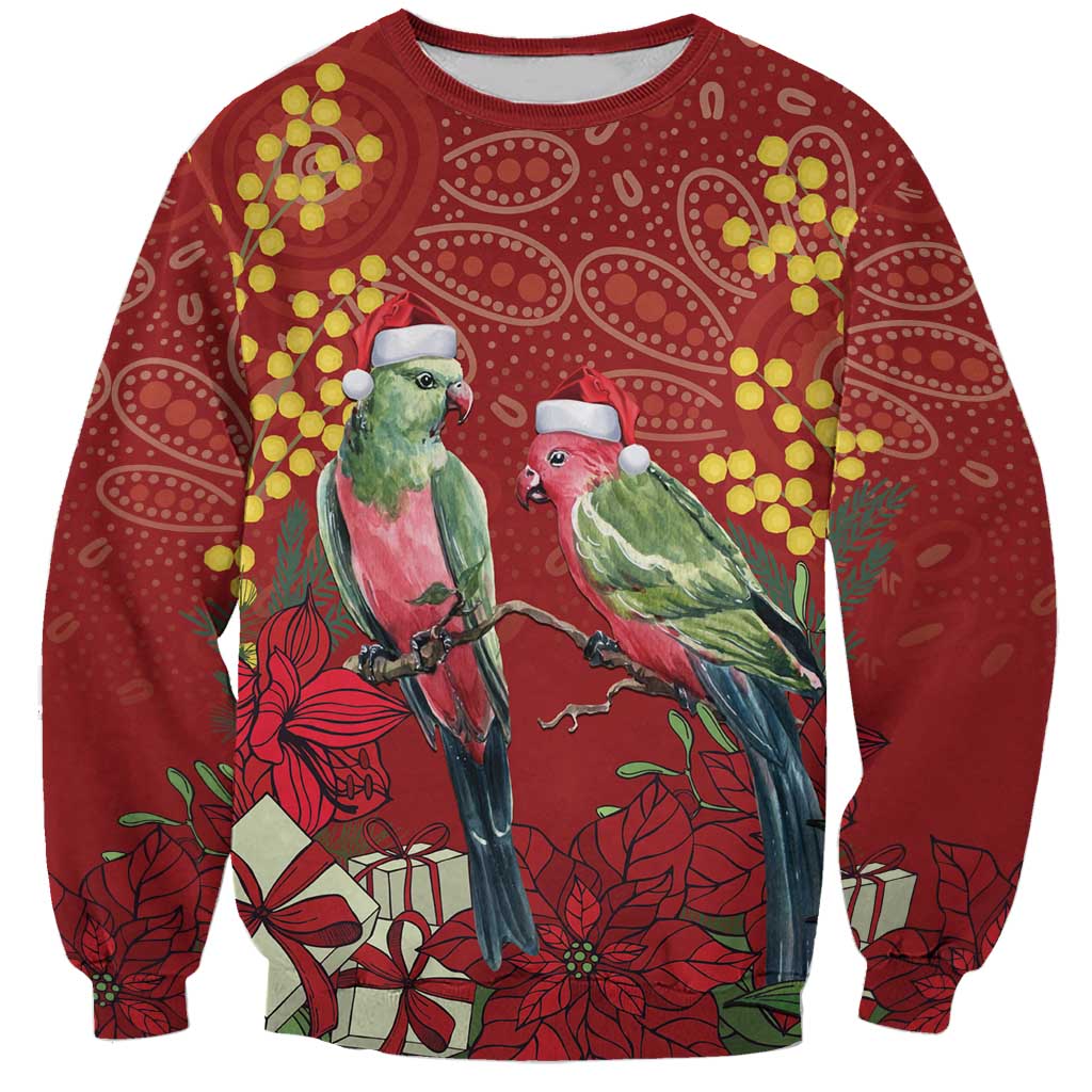 Merry Chrissie Australia King Parrots Sweatshirt Aboriginal Art - Aussie Hoodie