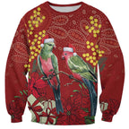 Merry Chrissie Australia King Parrots Sweatshirt Aboriginal Art - Aussie Hoodie