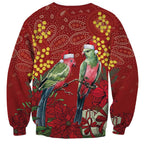 Merry Chrissie Australia King Parrots Sweatshirt Aboriginal Art - Aussie Hoodie