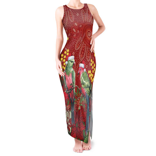 Merry Chrissie Australia King Parrots Tank Maxi Dress Aboriginal Art - Aussie Hoodie