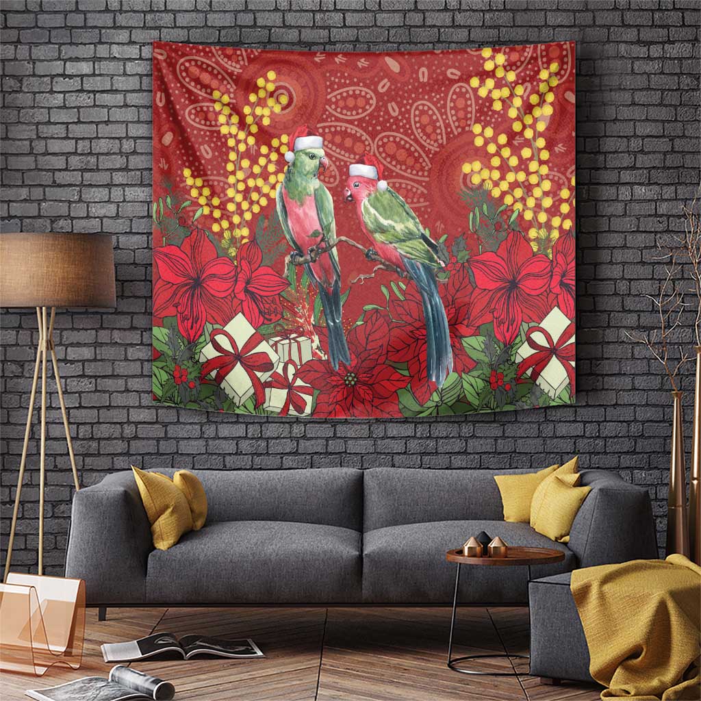 Merry Chrissie Australia King Parrots Tapestry Aboriginal Art - Aussie Hoodie