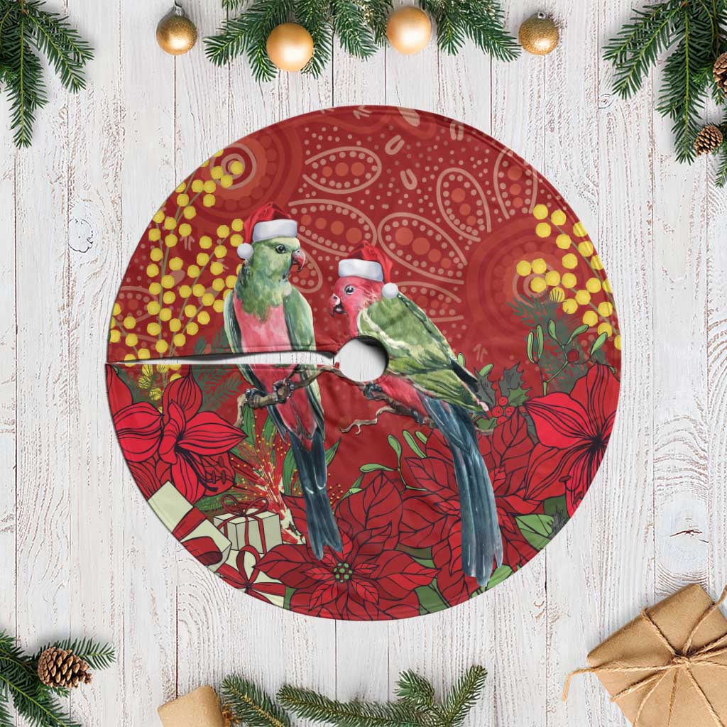 Merry Chrissie Australia King Parrots Tree Skirt Aboriginal Art - Aussie Hoodie