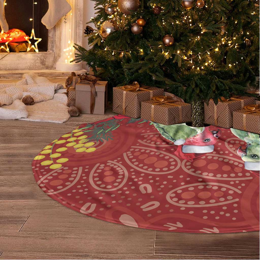 Merry Chrissie Australia King Parrots Tree Skirt Aboriginal Art - Aussie Hoodie