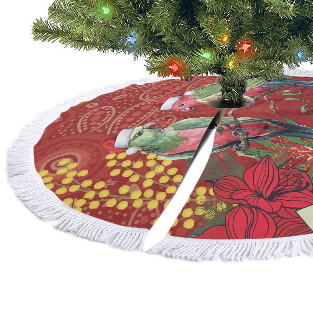Merry Chrissie Australia King Parrots Tree Skirt Aboriginal Art - Aussie Hoodie