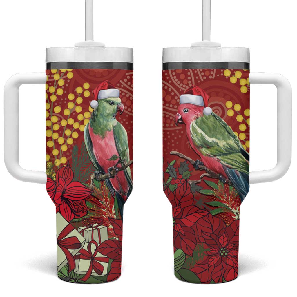 Merry Chrissie Australia King Parrots Tumbler With Handle Aboriginal Art - Aussie Hoodie