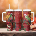 Merry Chrissie Australia King Parrots Tumbler With Handle Aboriginal Art - Aussie Hoodie