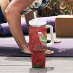 Merry Chrissie Australia King Parrots Tumbler With Handle Aboriginal Art - Aussie Hoodie