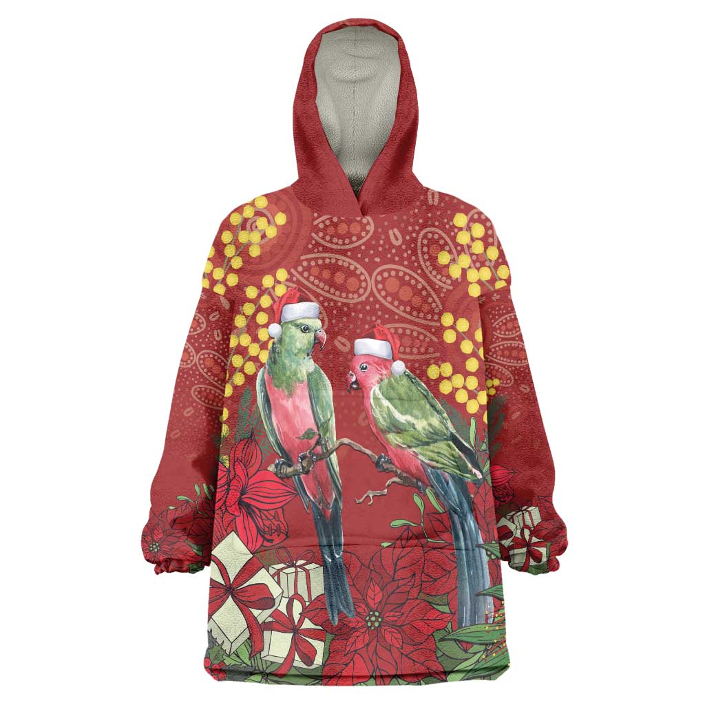Merry Chrissie Australia King Parrots Wearable Blanket Hoodie Aboriginal Art - Aussie Hoodie