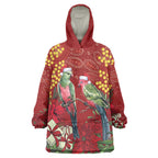 Merry Chrissie Australia King Parrots Wearable Blanket Hoodie Aboriginal Art - Aussie Hoodie