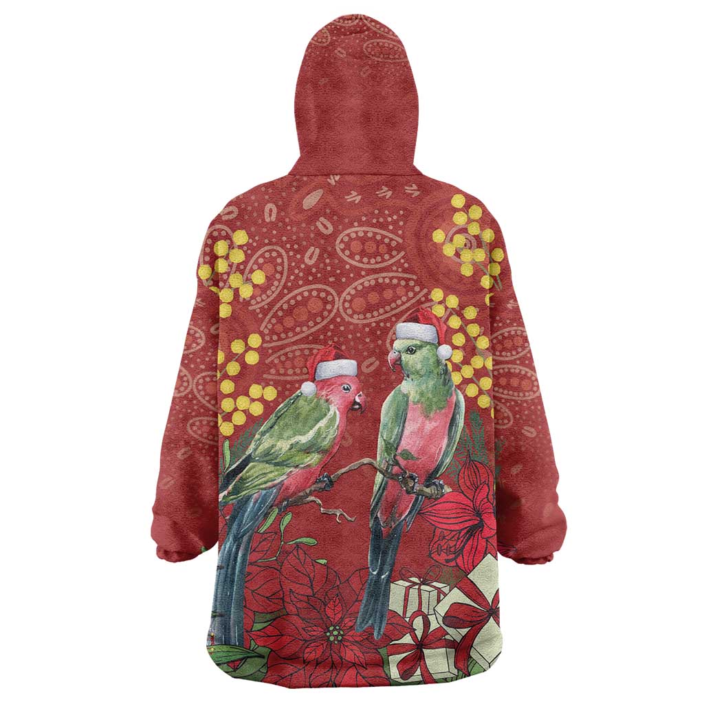 Merry Chrissie Australia King Parrots Wearable Blanket Hoodie Aboriginal Art - Aussie Hoodie