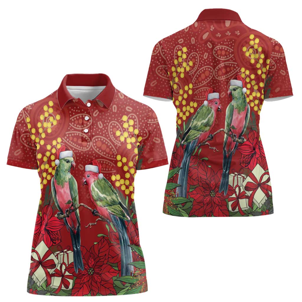 Merry Chrissie Australia King Parrots Women Polo Shirt Aboriginal Art - Aussie Hoodie