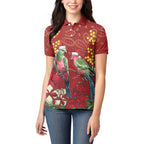 Merry Chrissie Australia King Parrots Women Polo Shirt Aboriginal Art - Aussie Hoodie