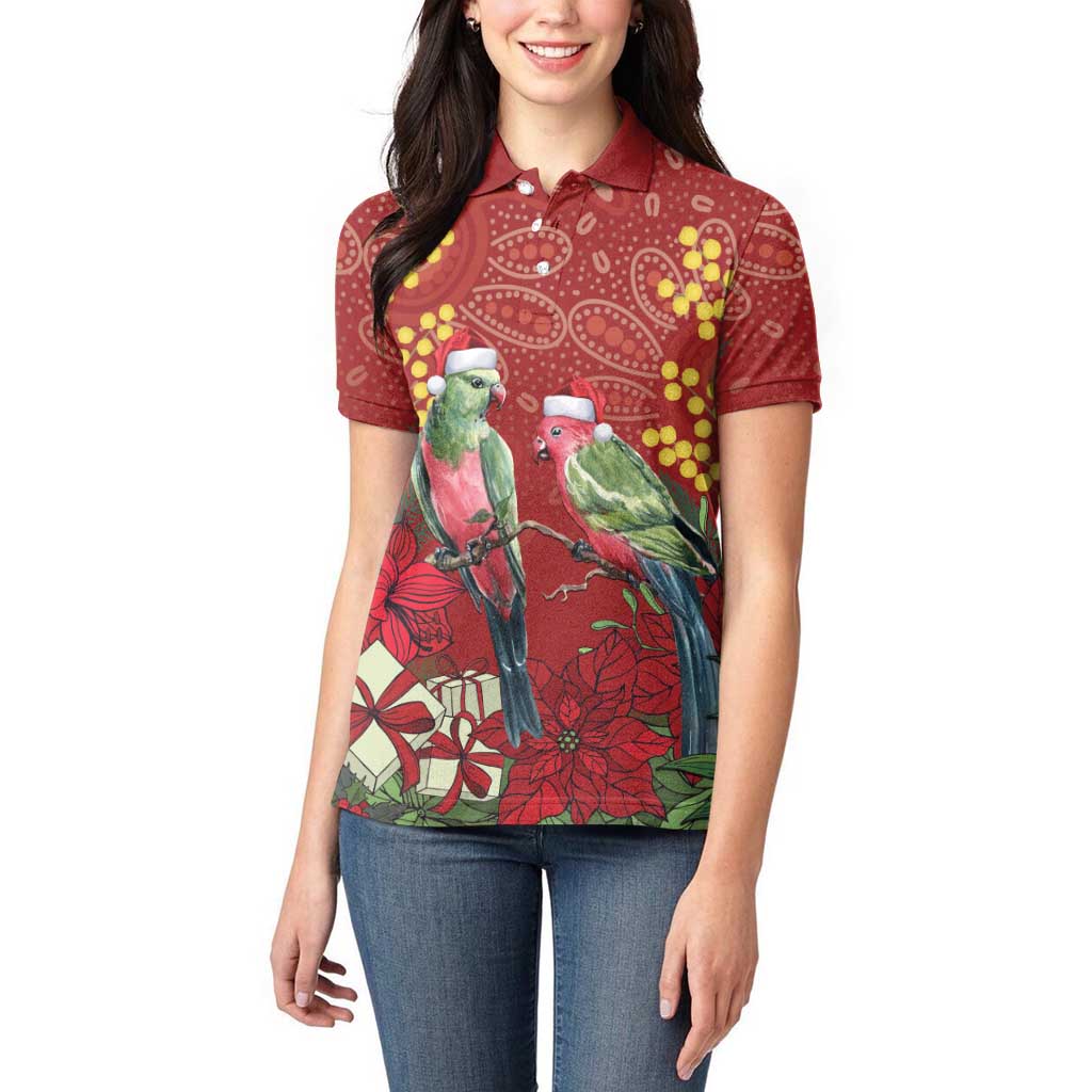 Merry Chrissie Australia King Parrots Women Polo Shirt Aboriginal Art - Aussie Hoodie