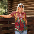 Merry Chrissie Australia King Parrots Women Polo Shirt Aboriginal Art - Aussie Hoodie