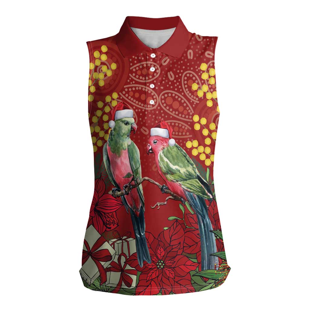 Merry Chrissie Australia King Parrots Women Sleeveless Polo Shirt Aboriginal Art - Aussie Hoodie