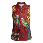 Merry Chrissie Australia King Parrots Women Sleeveless Polo Shirt Aboriginal Art - Aussie Hoodie