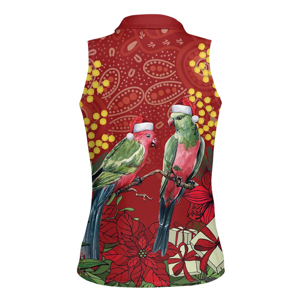 Merry Chrissie Australia King Parrots Women Sleeveless Polo Shirt Aboriginal Art - Aussie Hoodie