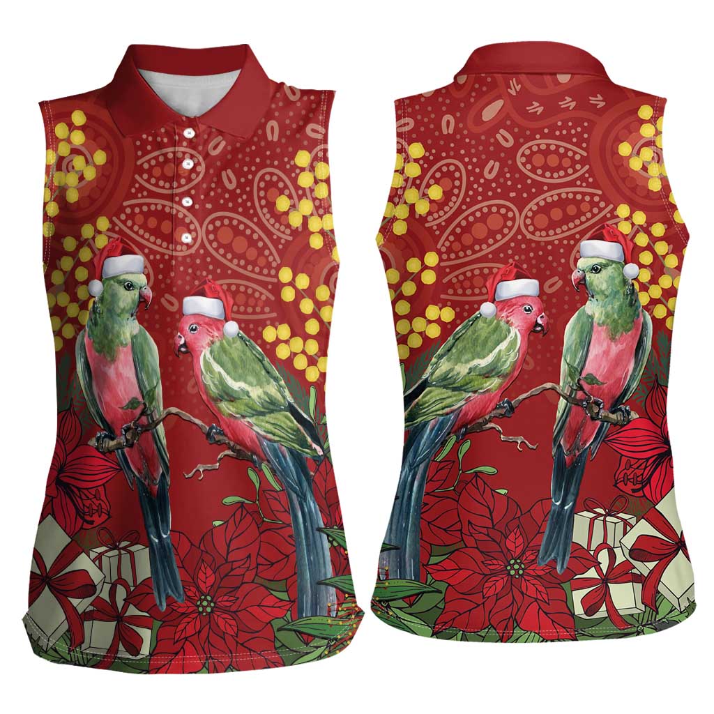 Merry Chrissie Australia King Parrots Women Sleeveless Polo Shirt Aboriginal Art - Aussie Hoodie