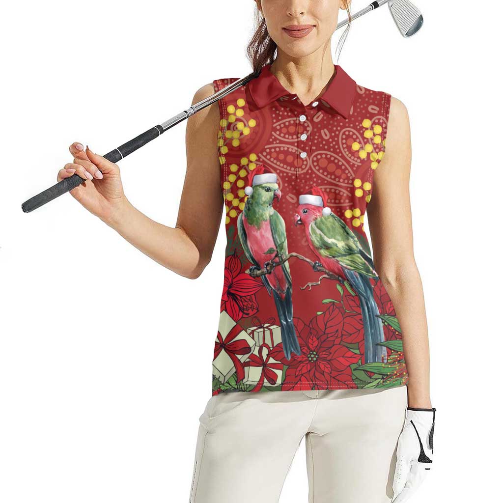 Merry Chrissie Australia King Parrots Women Sleeveless Polo Shirt Aboriginal Art - Aussie Hoodie