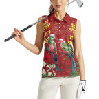 Merry Chrissie Australia King Parrots Women Sleeveless Polo Shirt Aboriginal Art - Aussie Hoodie